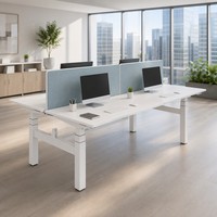 Bureau réglable en hauteur électrique à trois niveaux avec quatre moteurs cachés, poste de travail en fer pour deux personnes, idéal pour la maison ou le bureau