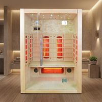 Sauna infrarouge intérieur en bois de pruche canadienne pour 1 à 2 personnes avec porte en verre trempé