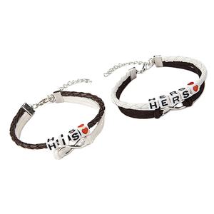 2025 nuevo DS Fashion Meaning 2 PC Set amantes <span class=keywords><strong>amistad</strong></span> cuerda trenzada HIS HERS letras pareja pulseras - Product Image 1