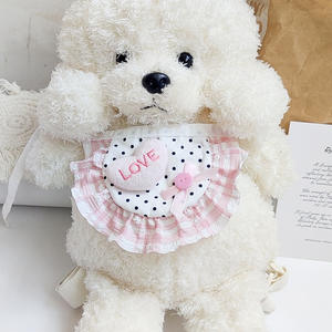 Bavoir pour animaux de compagnie en polyester de style dessin animé fait à la main pour chats et chiots, demi-serviette anti-bave, accessoires pour vêtements de bébé - Product Image 2