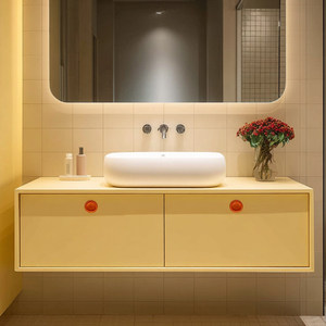 Custom Cream-Style Bathroom Vanity Set Integrated Ceramic Basin Countertop Basin Smart <b>Mirror</b> - Product Image 5