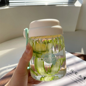 Bottiglia in Vetro Colorata per Acqua e Caffè 300ml, Tazza da Viaggio Portatile per Esterni - Product Image 5