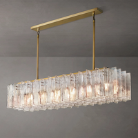 Lustre Linéaire Rectangulaire en Verre Transparent pour Salle à Manger, Salon, Villa – Éclairage de Luxe Décoratif pour la Maison