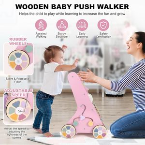 Trotteur en bois Montessori avec roues pour bébé garçon fille <span class=keywords><strong>6</strong></span>-12 <span class=keywords><strong>mois</strong></span> 1 an apprentissage marche jouet <span class=keywords><strong>cadeau</strong></span> de noël - Product Image 3