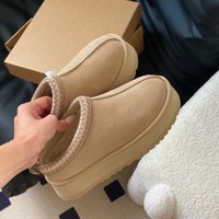 Bottes de Neige Chaudes à Plateforme et Semelle Épaisse en Cuir de Vachette Suédé Fourrure pour Femmes, Dames et Filles Hiver