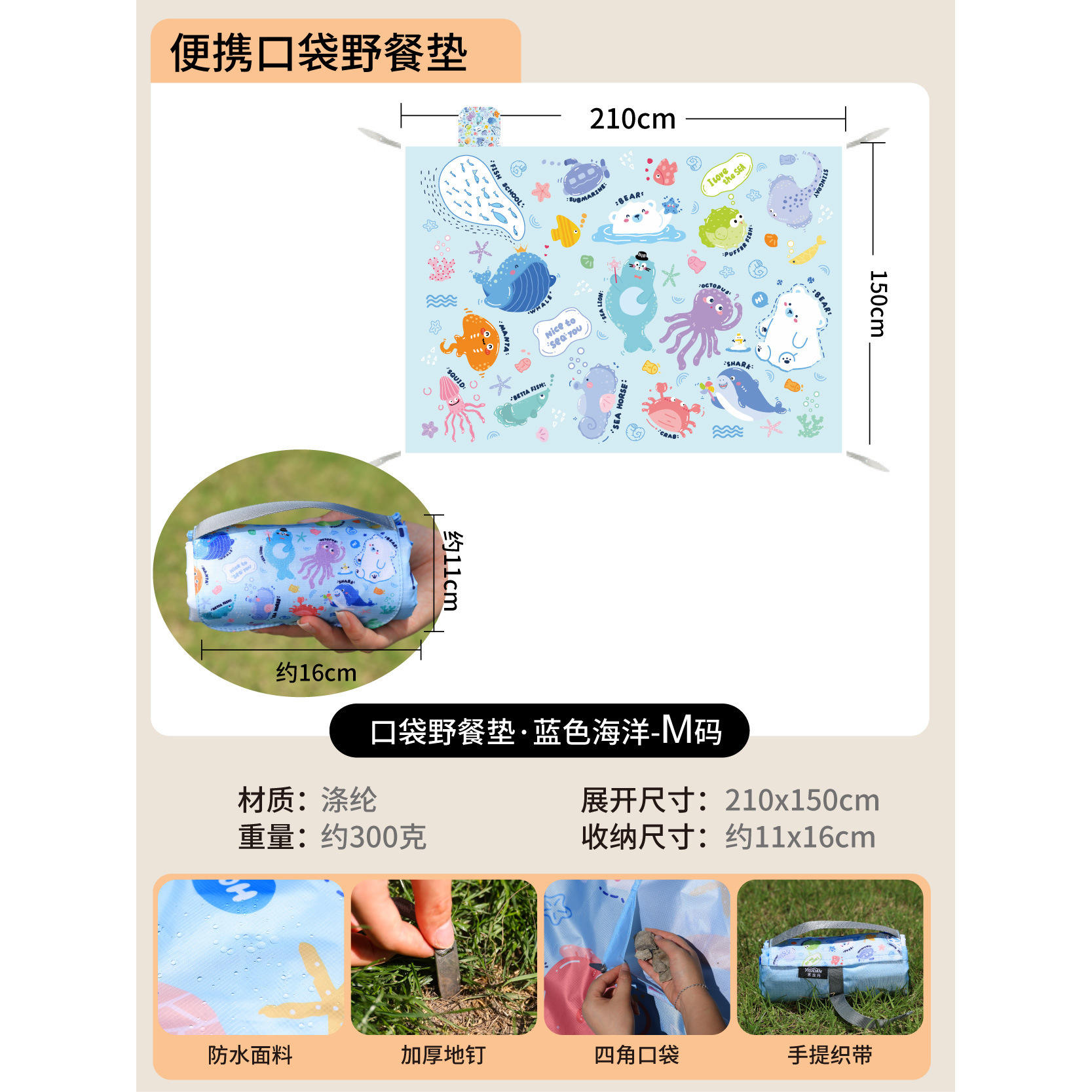 ทะเลสีฟ้า 150*210ซม