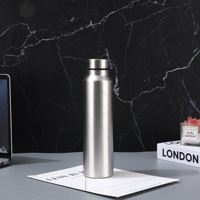 Bouteille d'eau de sport à large ouverture en acier inoxydable monocouche de haute qualité pour une utilisation en extérieur et en voiture, style classique