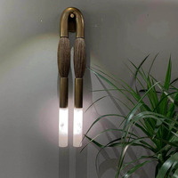 Applique Murale LED Moderne Américaine en Cuivre et Albâtre avec Poils de Cheval Véritables, Design de Créateur pour Salon, Chambre à Coucher, Chevet, Couloir, Fond de Décor
