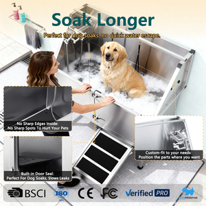 Bañera Spa Portátil de Acero Inoxidable para Mascotas de 50", Estación de Ducha para Perros Grandes con Productos de Baño, Bañera de Aseo para Mascotas - Product Image 4
