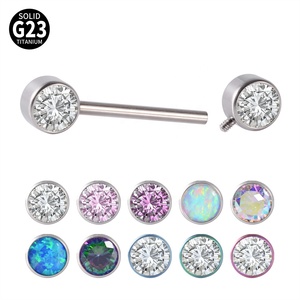<span class=keywords><strong>Piercing</strong></span> per Capezzoli in Titanio G23, Sexy con Opale e Zirconia Cubica, 14G, Filettatura Interna, Gioielli Trendy per Donne - Product Image 2