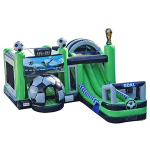 Structure gonflable de football avec toboggan double piste, utilisation humide/sèche, château gonflable commercial pour enfants - Product Image 1