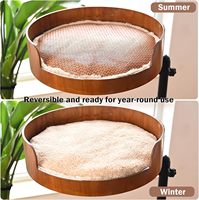 Lit de bureau pour chat - 360 °   Hamac rotatif et réglable en bois avec tapis pour animaux lavable, gain de place pour le bureau à domicile/les bureaux d'ordinateur