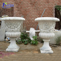 Maison personnalisée villa pot de fleurs en marbre décoratif état style antique belle sculpture pots de fleurs en pierre sculpture