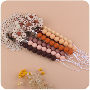 Clip para chupete de bebé con cuentas florales de silicona, sin BPA, de 0 a 12 meses, diseño recto y redondo para uso infantil - Product Image 2