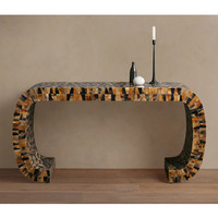 Meubles d'intérieur sur mesure, table console de luxe avec structure en bois massif, table à manger incurvée architecturale