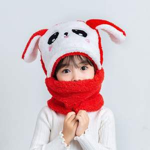 Cappello carino per bambini in peluche coniglietto con orecchie da coniglio con teschio con cappuccio invernale più caldo cappello e sciarpa per bambini - Product Image 5