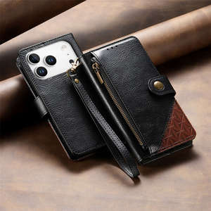 Étui portefeuille magnétique en cuir PU pour téléphone portable avec porte-cartes et bracelet court motif cœur pour 17 Pro Max 16 - Product Image 2