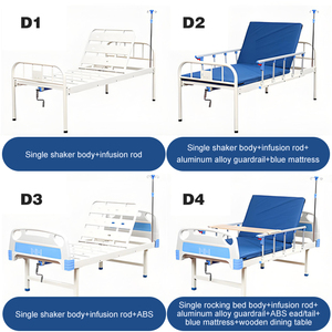 Lit d'hôpital manuel à manivelle unique avec tête de lit en ABS, barrières pliables, matelas imperméable et poteau porte-perfusion <span class=keywords><strong>pour</strong></span> patient de maison de retraite - Product Image 5