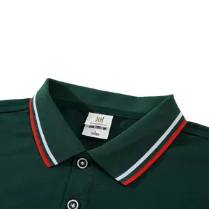 Logo personnalisé polo à manches longues pour hommes broderie en coton vert foncé