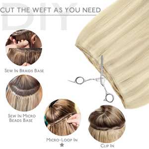 Extensions de cheveux Remy de haute qualité 50g Double Drawn, 100% cheveux humains vierges, cuticules alignées, pointes épaisses, naturelles - Product Image 5