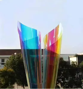 Película para ventana de construcción, pegatina de vidrio de arco iris camaleón, película decorativa de vidrio para ventana iridiscente