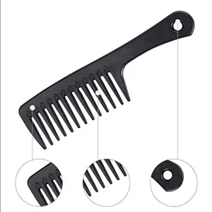 Free Shipping Best Fashionable Hairdressing Plastic Styling Black Wide Tooth Detangling Hair Brush Comb