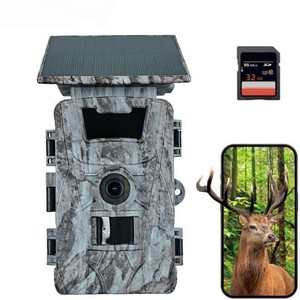 Solar Powered Wifi 4K CMOS SD <b>Tree</b> <b>Stand</b> Camera 60MP Infrared Night Vision 30-40ft Range IP65 Waterproof Outdoor Hunting Camera - Product Image 1