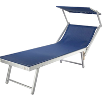 Chaise longue pliante en aluminium avec tissu Oxford, chaise inclinable réglable avec pare-soleil, pour piscine, extérieur, plage