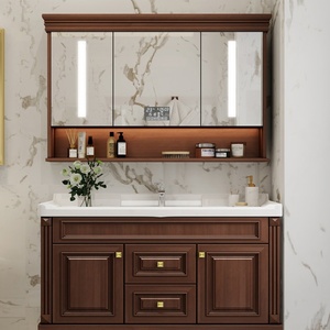 Ensemble de miroirs anti-buée intelligents, meuble de salle de bain rétro américain, lavabo domestique étanche - Product Image 2