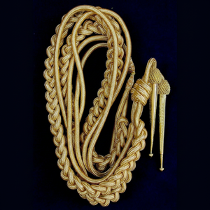 Cordon d'épaule décoratif en corde tressée dorée de qualité supérieure avec pompon pour fanfare et tenues de spectacle - Product Image 1