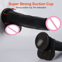 Vibromasseur réaliste noir en silicone souple pour stimulation du point G et anale, jouet sexuel pour la masturbation féminine