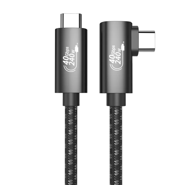 Factory USB4 40G Data Cable USB-C Cable Right Angle for Thunderbolt4 PD240W 5A 8K HD Tipo C Cable 90 Degree