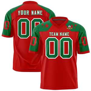 Maillot de football américain personnalisé rouge et vert Kelly avec motif étoile sur l'épaule - Product Image 1