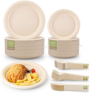 Platos desechables de bagazo de caña de azúcar de grado alimenticio, pulpa de papel de bambú de caña de azúcar, plato degradable compostable Bio para fiesta - Product Image 6