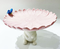 Assiette créative en céramique pieds hauts lapin de pâques lotus assiette à gâteau de mariage européen décor à la maison en céramique plat à biscuits aux fruits lapin