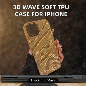 Étuis de téléphone portable en TPU antichoc de style vague pliée 3D pour 11/12 <span class=keywords><strong>Pro</strong></span>/13 <span class=keywords><strong>Pro</strong></span> Max/14 <span class=keywords><strong>Pro</strong></span>, coque arrière souple en gel brillant - Product Image 2