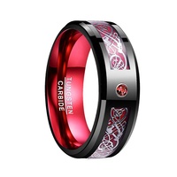 Alin Electroplated Rose avec bords gravés et coquille d'ormeau incrustée Bague en carbure de tungstène pour hommes