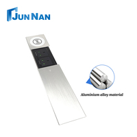 Enchufe de Corriente Deslizante con Cubierta Abatible para Escritorio de Oficina, Montado en Mesa, de Aleación de Aluminio, Venta Directa de Fábrica