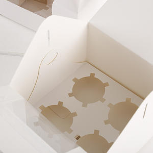 1 <span class=keywords><strong>2</strong></span> 4 6件折叠面包盒透明窗户装饰松饼蛋挞包装便携式纸杯蛋糕盒 - Product Image 2