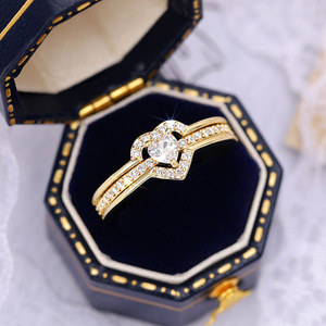 Anello con design a doppio cuore, semplice anello da dito per donna - Product Image 6