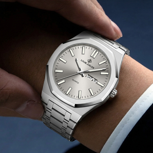 <span class=keywords><strong>Montre</strong></span>-bracelet pour homme 42 mm, étanche 3 ATM, lumineuse, à quartz, bracelet en <span class=keywords><strong>acier</strong></span> inoxydable argenté, montres pour hommes, Relogio Masculino - Product Image 6