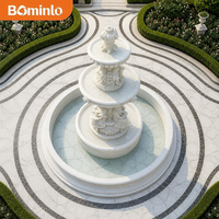 Fontaine Monumentale en Marbre Blanc Sculptée en Forme de Cheval, Fontaine d'Extérieur à 4 Niveaux pour Jardin, Taille Personnalisée pour Villa de Luxe, Hôtel, Place Publique