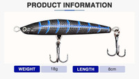 Leurre de pêche coulant ALPHA 18g/80mm en silicone, type Minnow, avec yeux 3D et action coulante pour eau salée/eau douce