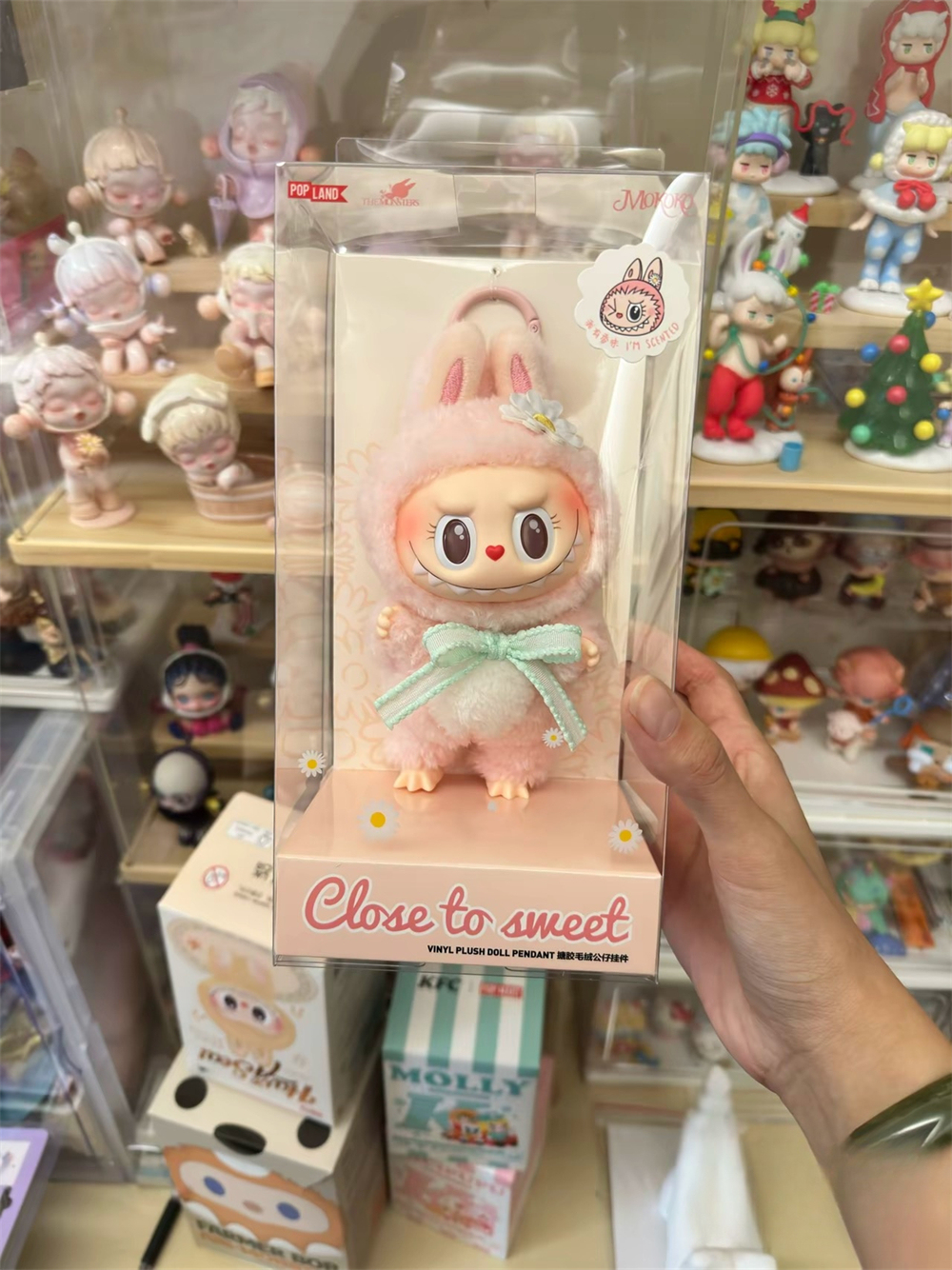 38cm Popmart Labubus Mokoko Close Sweet Figure Pendant Plush Doll