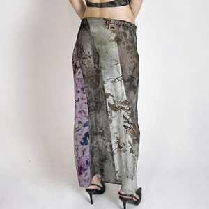 กระโปรงมิดิพิมพ์ลายดอกไม้สำหรับผู้หญิง กระโปรงทรงเอเอวต่ำ แฟชั่นฤดูร้อนสไตล์วินเทจ - Product Image 3