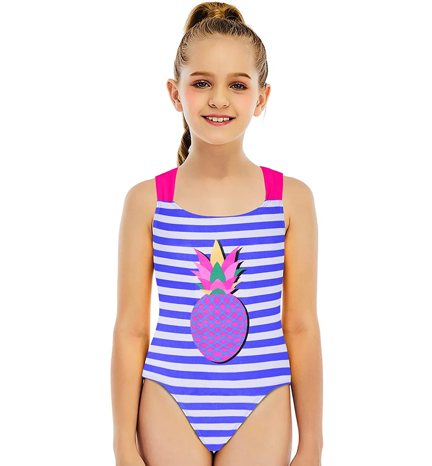 Fabal 2Pcs One Piece Swimsuit Kids Bikini Set Children Swimming Toddler Stripe Clothing Trikini Bathing Suit