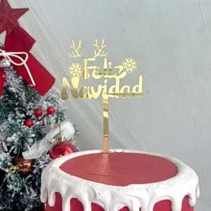 ท็อปเปอร์เค้กอะคริลิค รูปน้ำผึ้งและน้ำตาลหวาน ตกแต่งเค้กสำหรับเทศกาลคริสต์มาส Feliz Navidad - Product Image 4