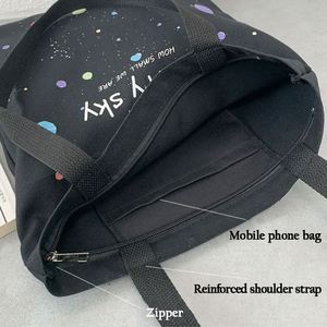 Bolso de lona para mujer, estilo sencillo, gran capacidad, con cremallera, estampado, bolso de hombro para mujer - Product Image 6