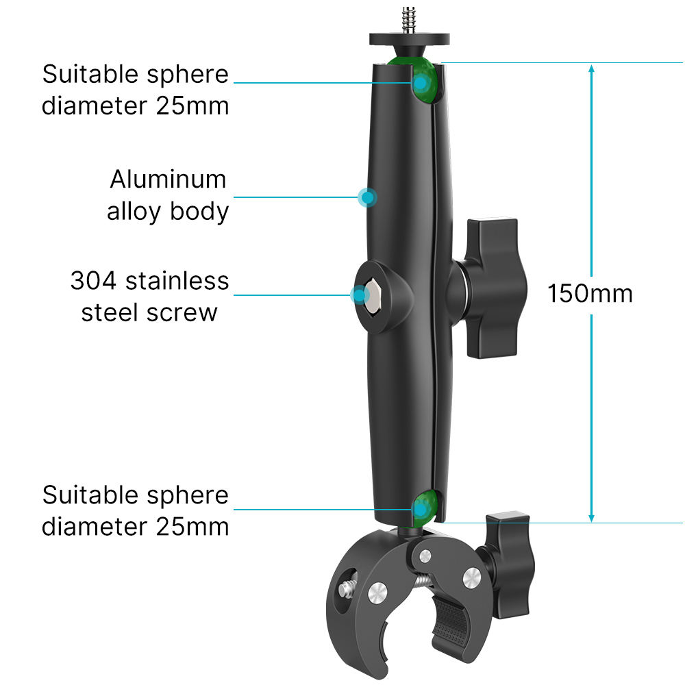 HONGDAK 6CM 9CM 15CM Ball Adapter Car Phone Holder Bike Phone Mount Adjustable Connecting Rod Double Socket Arm for Phone Camera