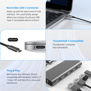 Bán Buôn Hợp Kim Nhôm USB C 4K 60Hz Chuyển Đổi Ethernet Reversible 9 Trong 1 USB C Loại C Hub Adapters Đối Với Macbook Pro - Product Image 4